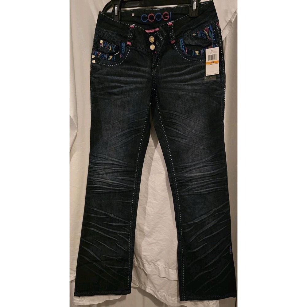 COOGI Australian Vintage NWT Embroidered Blue Denim Jeans‎ Women's Size 7/8 1969